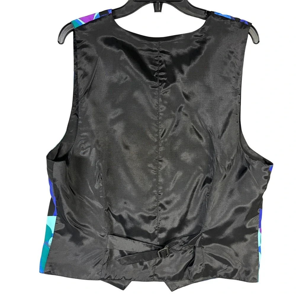 Attitudes Vest Mens Medium‎ Blue Purple Abstract Geometric Vintage 90s Waistcoat